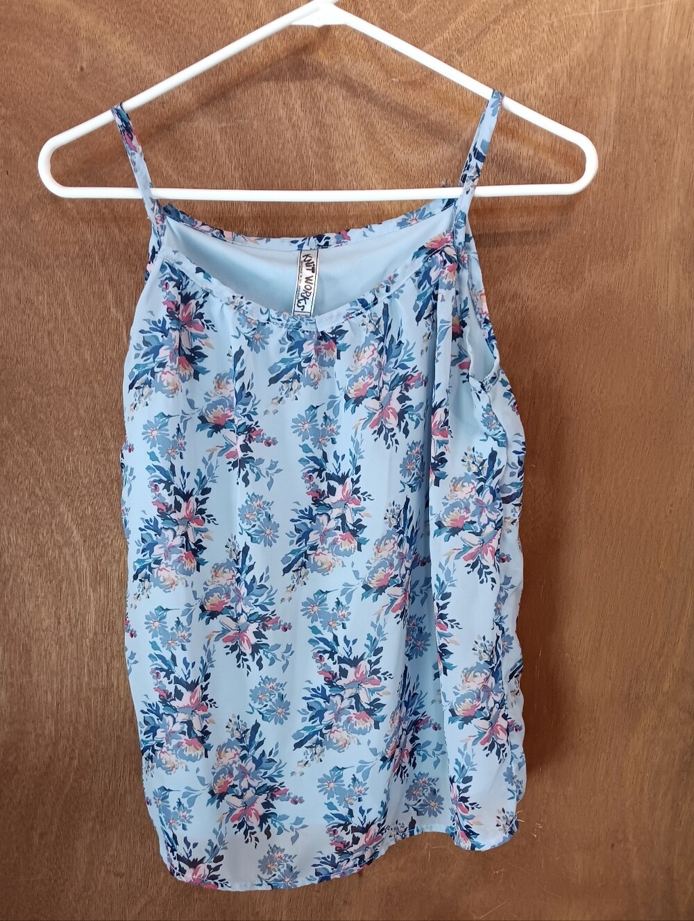 Knitworks Girls Light Blue Floral Spaghetti Strap Camisole